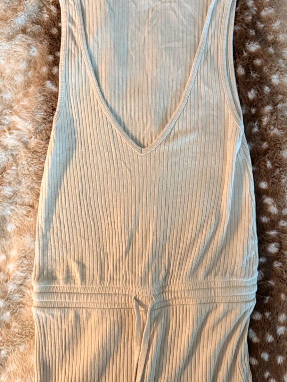 Beyond Yoga Jetsetter Ivory Cream Sleeveless V Neck Flare Jumpsuit Size S - Picture 5 of 6